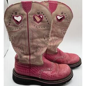 Ariat Fatbaby Buckaroo Heart Cowgirl Cowboy Tall Top BOOTS Rare Size 7.5B